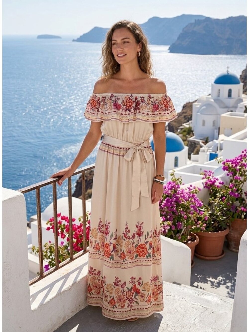 Emily Wonder Maxi Dress Beige Size L NWT Bohemian Cottagecore Spring Wedding